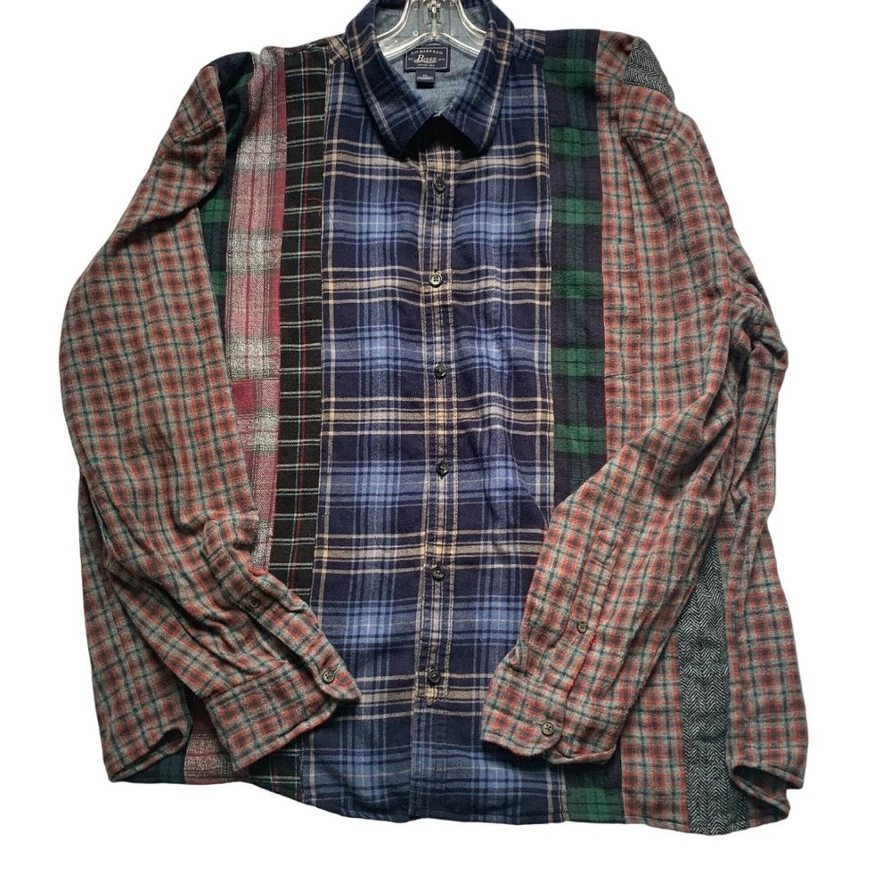 Custom Rebuilt Flannel Shirt OOAK Cotton Plaid One Size Colorblock EDINBURGH